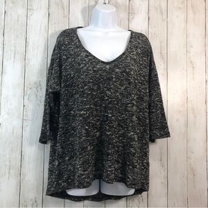 Gibson V-Neck Black Heather Sweater 1X